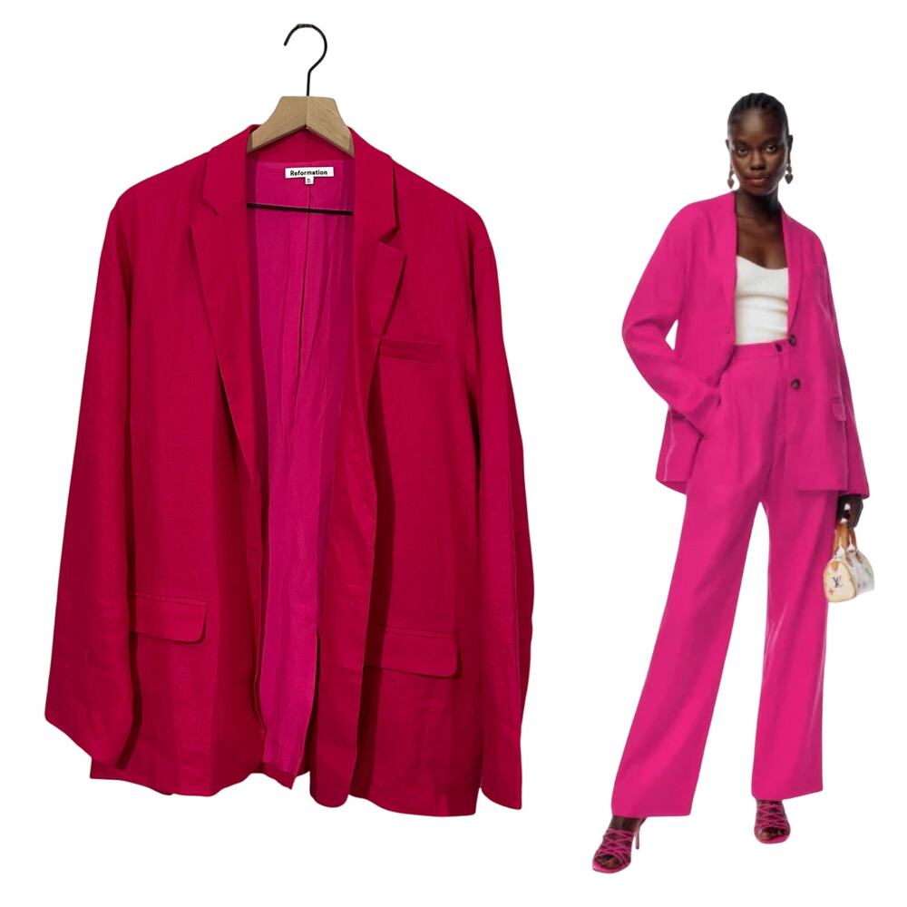 NWT Reformation Stacey Linen Blazer - Corvette Pink - XL